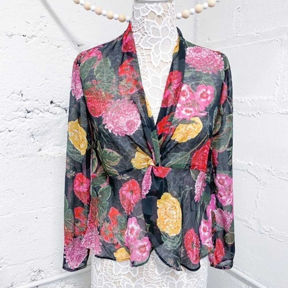 NWOT RACHEL Rachel Roy Vaughn Twisted Sheer Blouse size 0